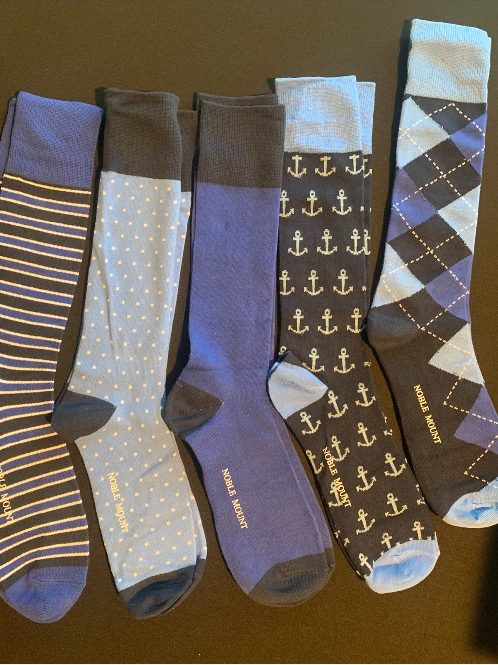 Noble Mount Men's Blue Mixed-Pattern Dress Socks - 5 Pack NWOT